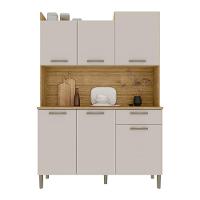 Armário De Cozinha Compacta 6 Portas E 1 Gaveta 121cm Florença Freijó Soft - Pallazio - 1