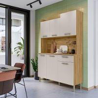 Armário De Cozinha Compacta 6 Portas E 1 Gaveta 121cm Florença Freijó Soft - Pallazio - 3