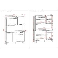 Armário De Cozinha Compacta 6 Portas E 1 Gaveta 121cm Florença Freijó Soft - Pallazio - 4