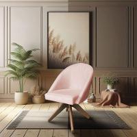 Kit 04 Poltronas Cadeira Giratória Bela Suede Rosa Bebê Base De Madeira - Pallazio - 5