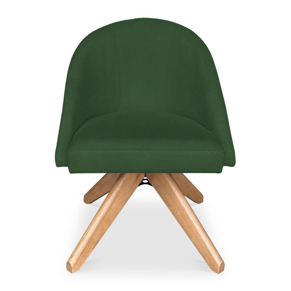 Kit 04 Poltronas Cadeira Giratória Bela Suede Verde Base De Madeira - Pallazio - 3
