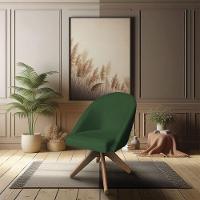 Kit 04 Poltronas Cadeira Giratória Bela Suede Verde Base De Madeira - Pallazio - 5