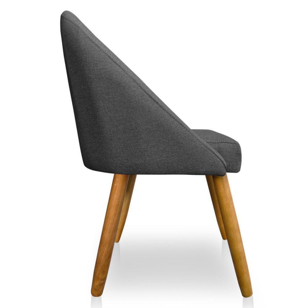 Cadeira De Jantar Bela Linho Grafite Pés Palito Castanho - Pallazio - 3