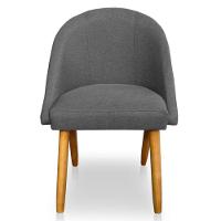 Cadeira De Jantar Bela Linho Grafite Pés Palito Castanho - Pallazio