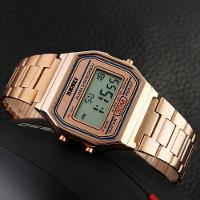 Relógio Eletrônico à Prova D'água Skmei Multifuncional Quadrado Rosa Dourado - 2