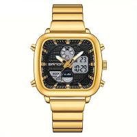 Relógio Esportivo De Movimento Duplo Sanda, à Prova D'água E Com Luz Noturna Cor Dourada - 1