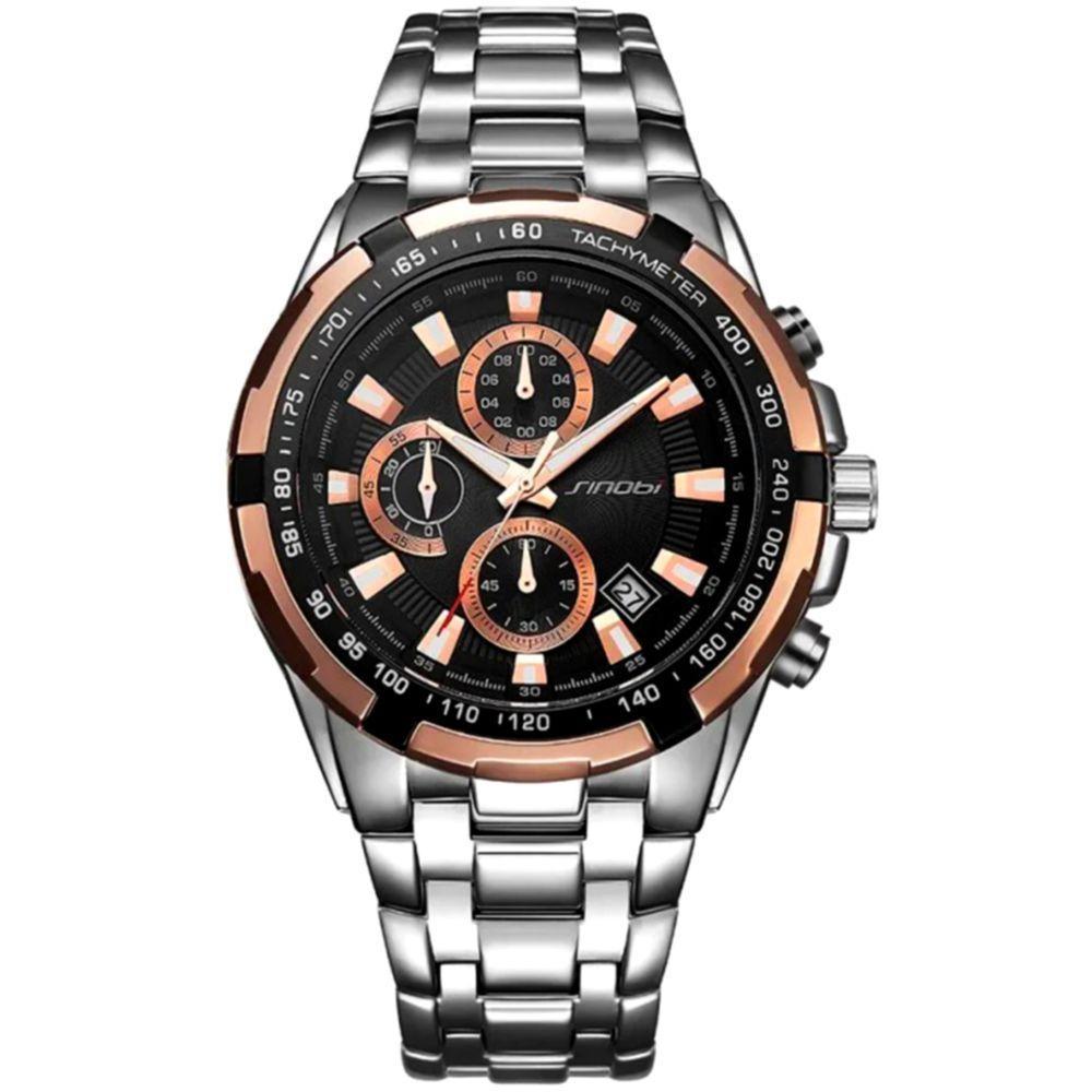 Relógio De Pulso Quartzo Masculino Design Esportivo Impermeavel 3atm Preto - 1