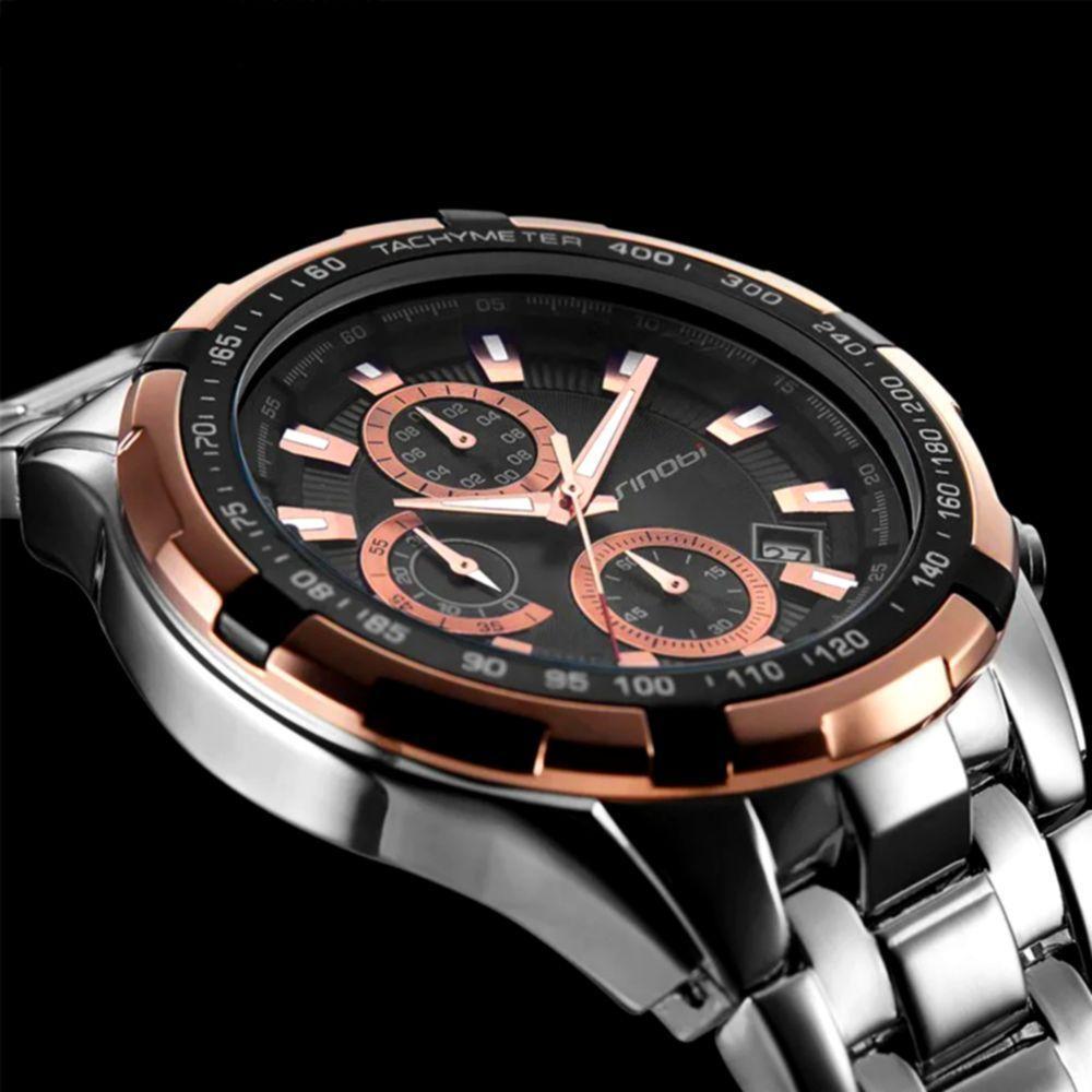 Relógio De Pulso Quartzo Masculino Design Esportivo Impermeavel 3atm Preto - 3