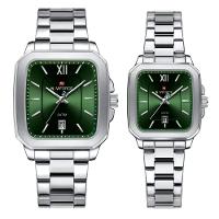 Conjunto De Relógio Casual Simples Quartzo Design Tonneau Impermeavel Casal Verde - 1