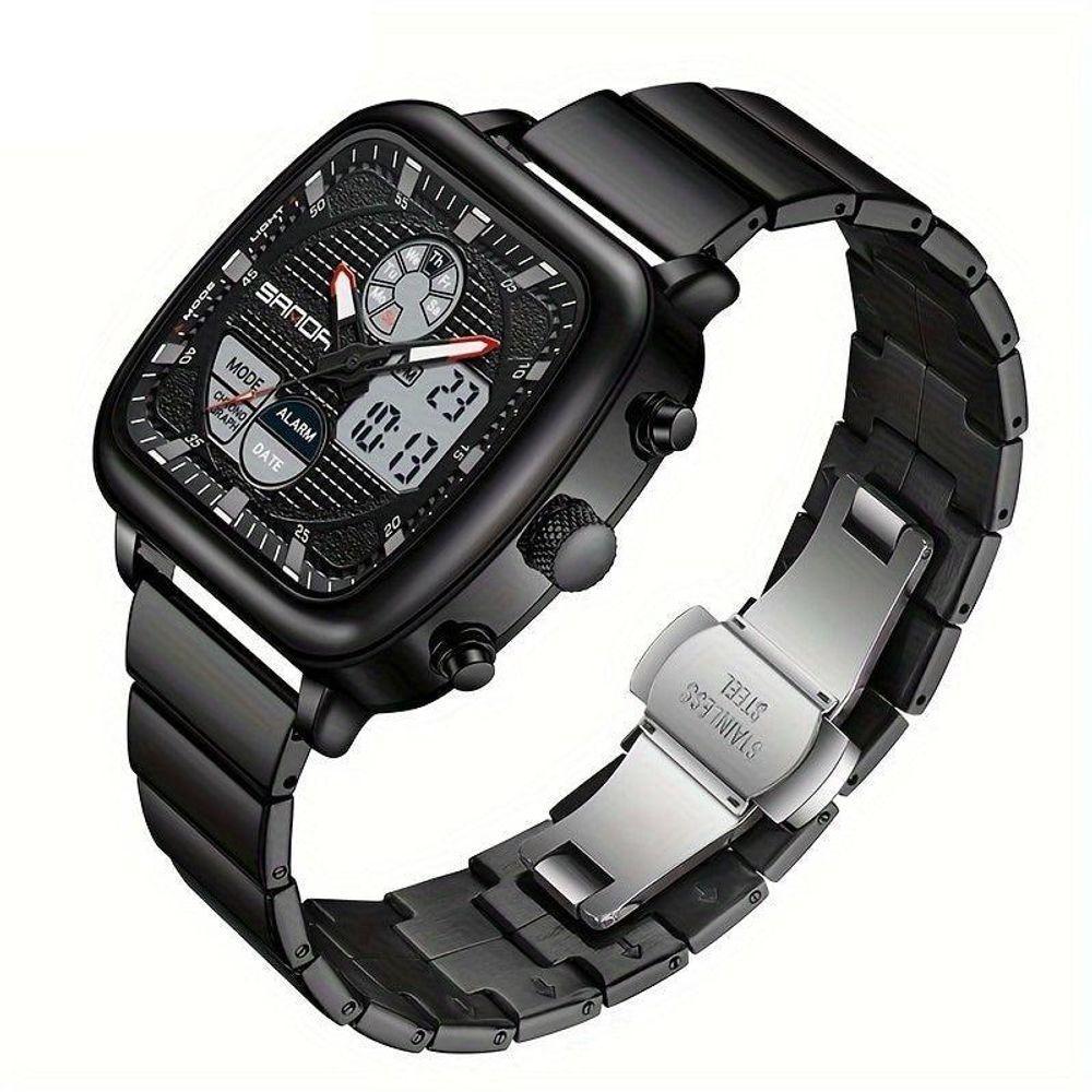 Relógio Esportivo De Movimento Duplo Sanda, à Prova D'água E Com Luz Noturna Preto - 3