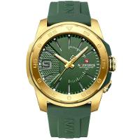 Relógio Quartzo Display Luminoso Esportivo A Prova água Pulseira De Silicone 5atm Verde Dourado - 1
