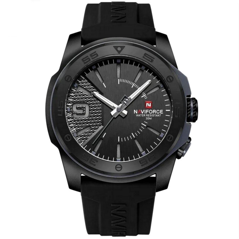 Relógio Quartzo Display Luminoso Esportivo A Prova água Pulseira De Silicone 5atm Preto Fosco - 1