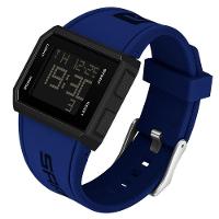 Relógio Esportivo Quadrado Clássico, Despertador Multifuncional, Cronômetro Azul - 1