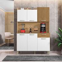 Armário De Cozinha Compacta 6 Portas E 1 Gaveta 121cm Florença Ripado Freijó-supremo - Pallazio - 3