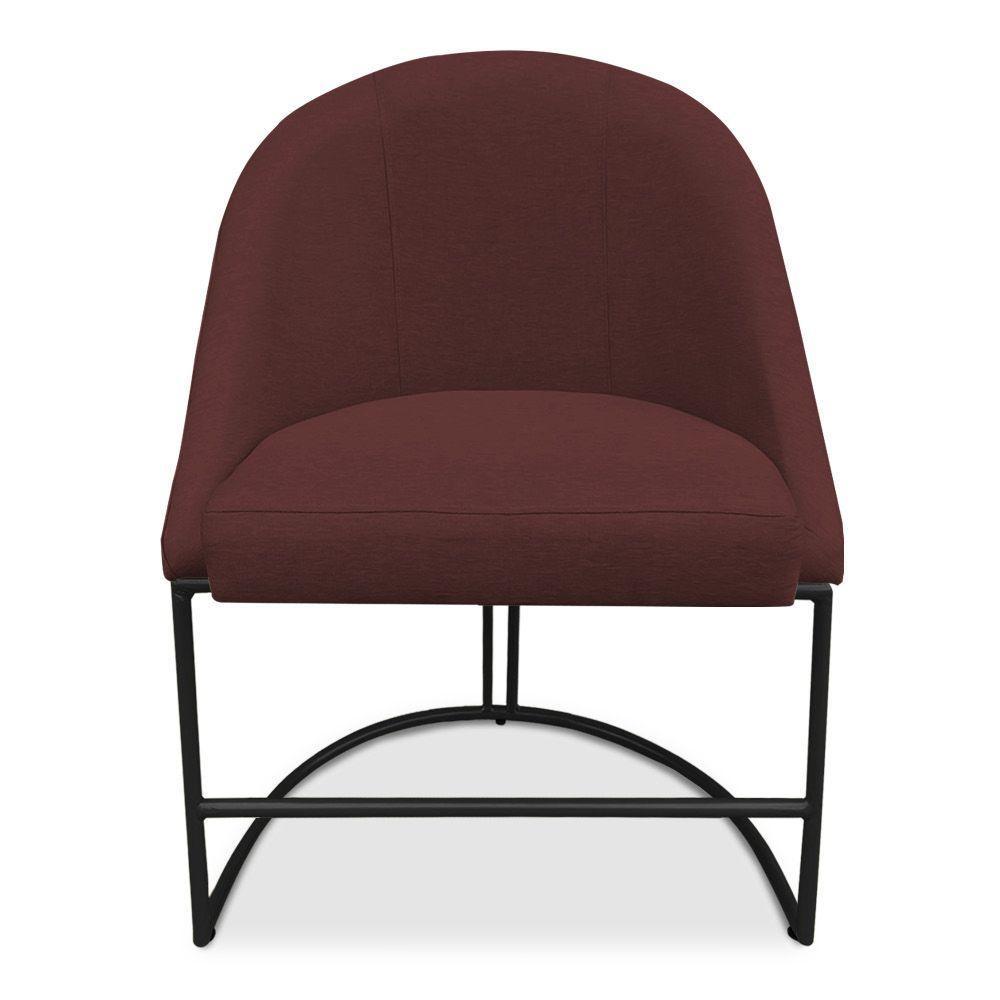 Cadeira Poltrona De Jantar Bela Suede Marsala Base Metálica Industrial Preto - Pallazio - 5
