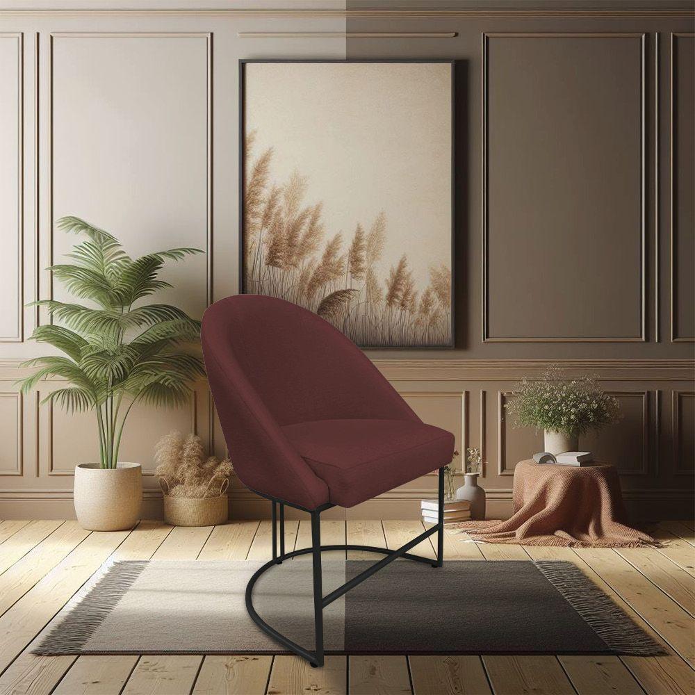 Cadeira Poltrona De Jantar Bela Suede Marsala Base Metálica Industrial Preto - Pallazio - 6