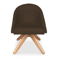 Kit 06 Poltronas Cadeira Giratória Bela Suede Base De Madeira - Pallazio Marrom - 3