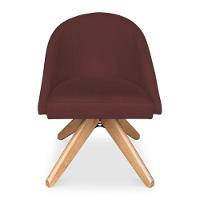 Kit 02 Poltronas Cadeira Giratória Bela Suede Base De Madeira - Pallazio Marsala