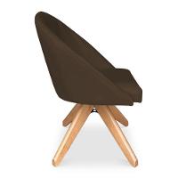 Kit 08 Poltronas Cadeira Giratória Bela Suede Marrom Base De Madeira - Pallazio - 3