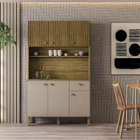 Armário De Cozinha Compacta 6 Portas E 1 Gaveta 111cm Veneza Ripado Freijó-vanilla - Pallazio - 2