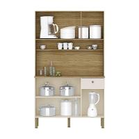 Armário De Cozinha Compacta 6 Portas E 1 Gaveta 111cm Veneza Ripado Freijó-vanilla - Pallazio - 3