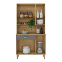 Armário De Cozinha Compacta 6 Portas E 1 Gaveta 90cm Baco Freijó-grafite - Pallazio - 2