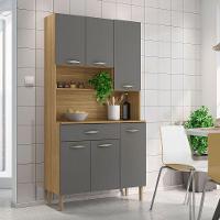 Armário De Cozinha Compacta 6 Portas E 1 Gaveta 90cm Baco Freijó-grafite - Pallazio - 3