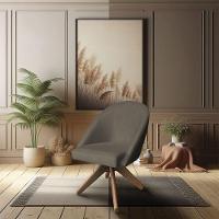 Poltrona Cadeira Giratória Bela Suede Marrom Rato Base De Madeira - Pallazio - 4