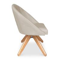 Kit 04 Poltronas Cadeira Giratória Bela Suede Bege Base De Madeira - Pallazio - 3