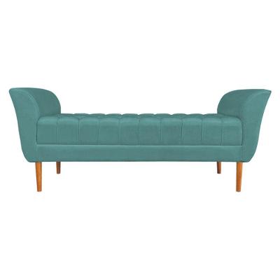 Calçadeira Recamier Casal 1,50m Londres Veludo Azul Turquesa - Pallazio