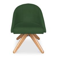 Kit 08 Poltronas Cadeira Giratória Bela Suede Verde Base De Madeira - Pallazio