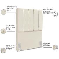 Cabeceira Solteiro 90cm Allia Suede Bege Rm Bege - 5