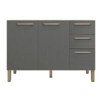 Balcão Gabinete Para Cozinha 2 Portas E 3 Gavetas Tati Freijó-grafite - Pallazio