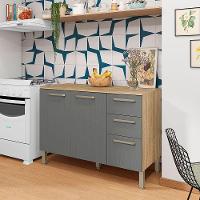 Balcão Gabinete Para Cozinha 2 Portas E 3 Gavetas Tati Freijó-grafite - Pallazio - 5