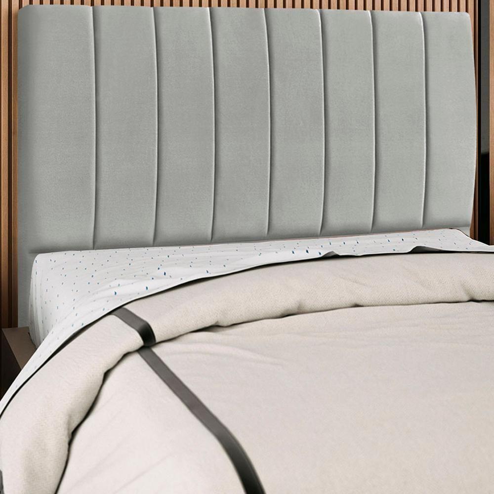 Cabeceira Casal 140cm Allia Suede Cinza Claro Rm Cinza Claro - 6