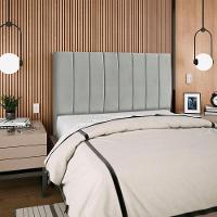 Cabeceira Casal 140cm Allia Suede Cinza Claro Rm Cinza Claro - 2