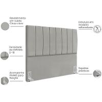 Cabeceira Casal 140cm Allia Suede Cinza Claro Rm Cinza Claro - 5