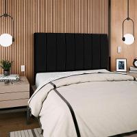 Cabeceira Casal 140cm Allia Suede Preto Rm Preto - 2