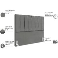 Cabeceira Casal 140cm Allia Suede Cinza Rm Cinza - 5