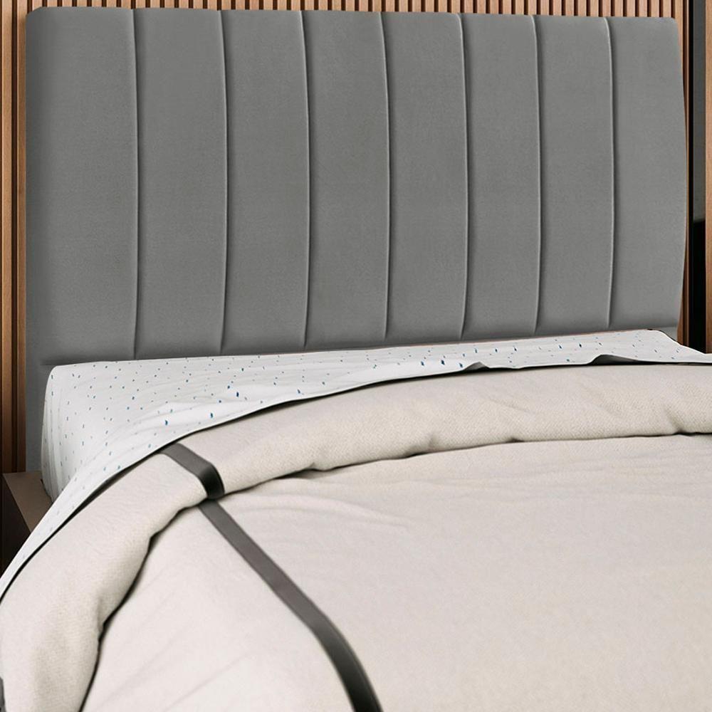 Cabeceira Queen 160cm Allia Suede Cinza Rm Cinza - 6