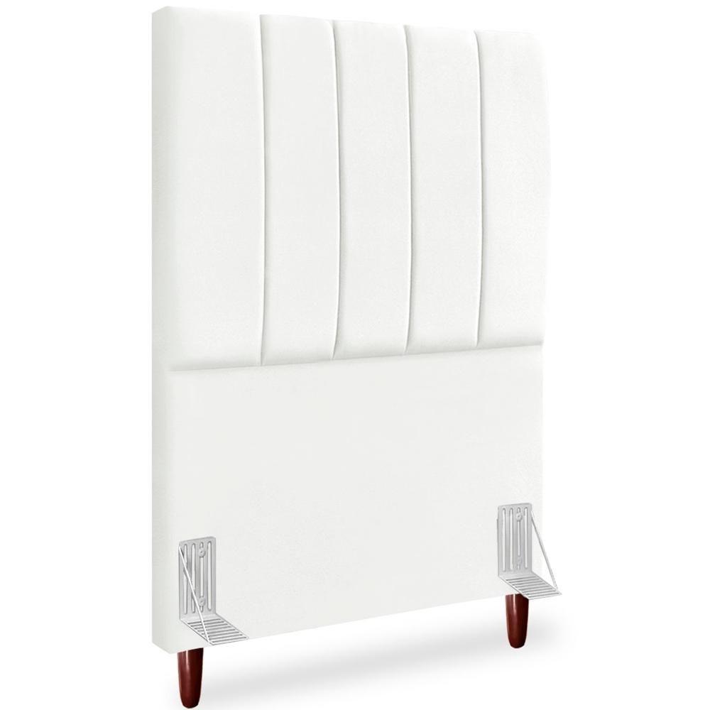 Cabeceira Solteiro 90cm Arlla Suede Branco Rm Branco - 1