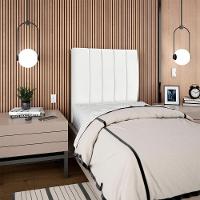 Cabeceira Solteiro 90cm Arlla Suede Branco Rm Branco - 2