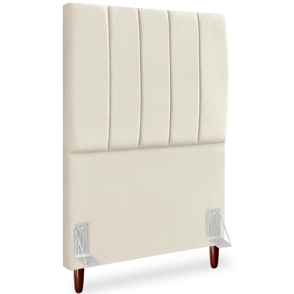 Cabeceira Solteiro 90cm Arlla Suede Bege Rm Bege - 1