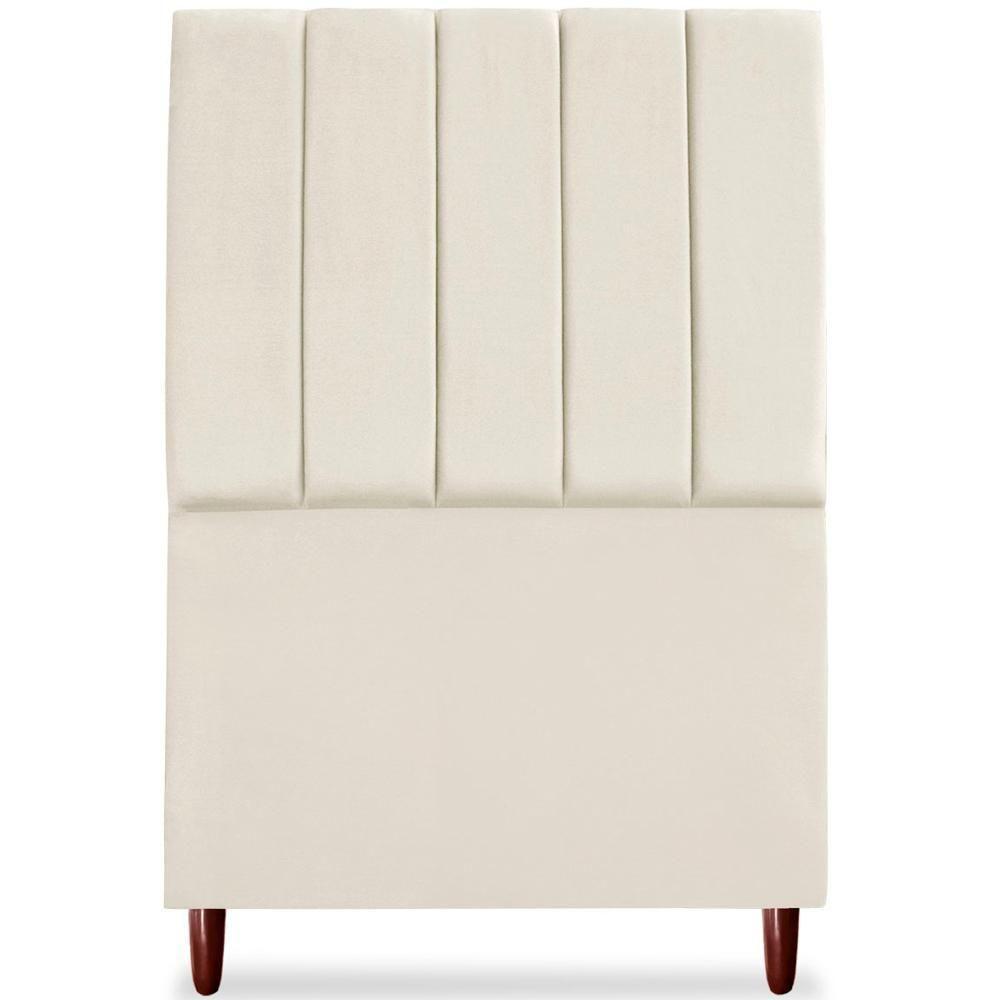 Cabeceira Solteiro 90cm Arlla Suede Bege Rm Bege - 3