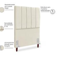Cabeceira Solteiro 90cm Arlla Suede Bege Rm Bege - 5