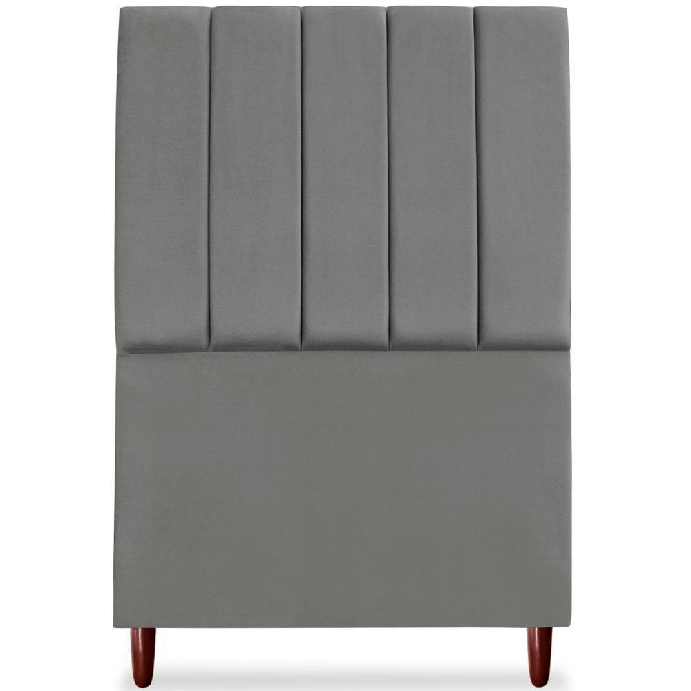 Cabeceira Solteiro 90cm Arlla Suede Cinza Rm Cinza - 3
