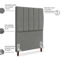 Cabeceira Solteiro 90cm Arlla Suede Cinza Rm Cinza - 5