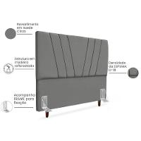 Cabeceira Casal 140cm Bell Suede Cinza Rm Cinza - 5