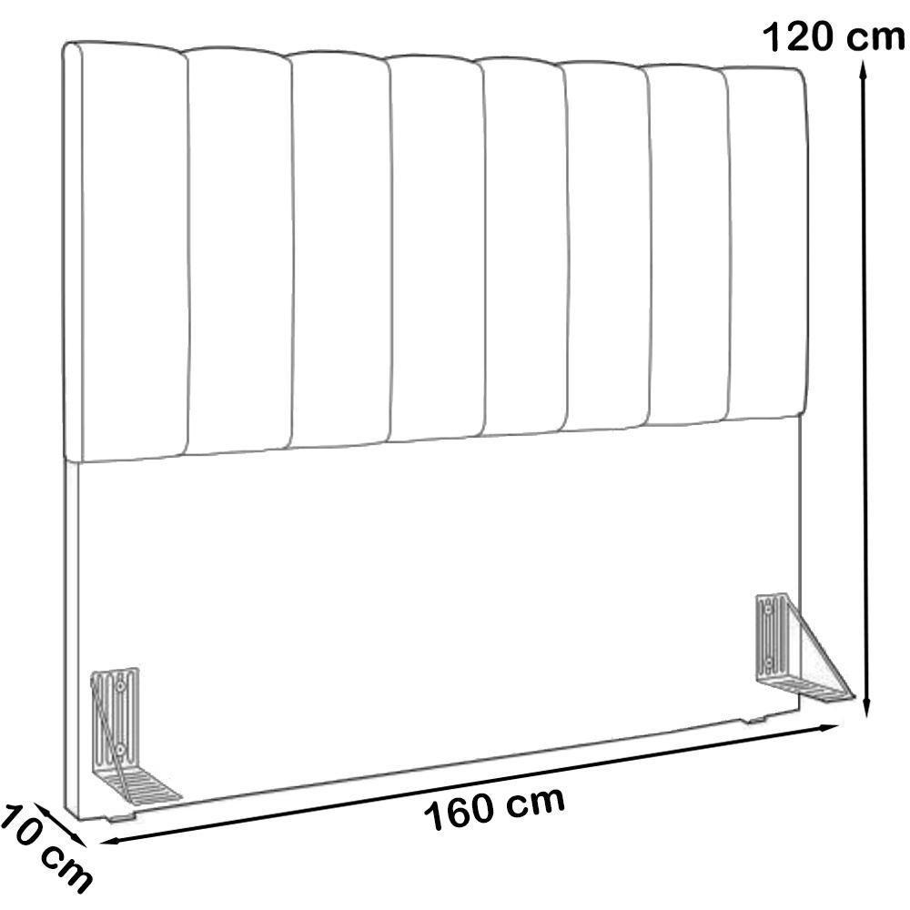 Cabeceira Queen 160cm Allia Suede Branco Rm Branco - 4