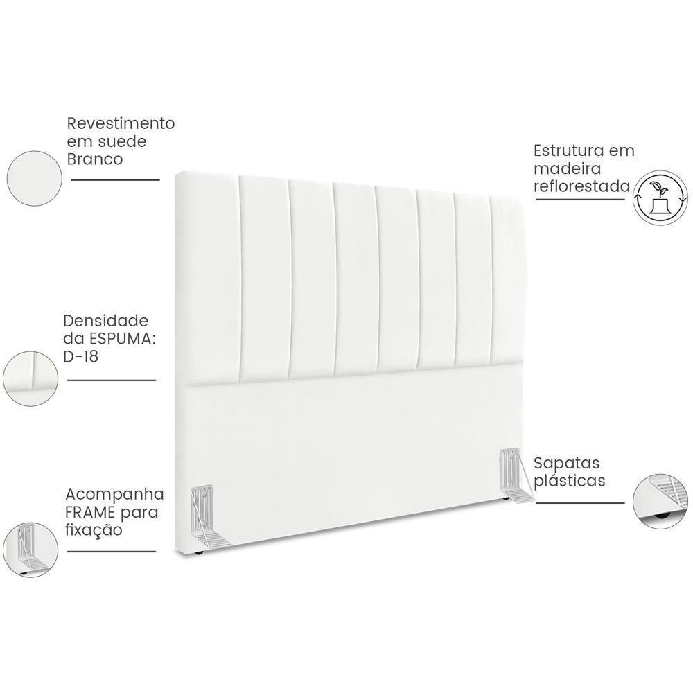 Cabeceira Queen 160cm Allia Suede Branco Rm Branco - 5